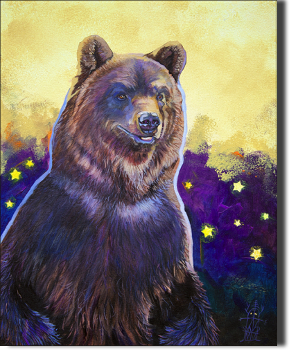 J W Baker -Bear Art Painting - Mixed Media
